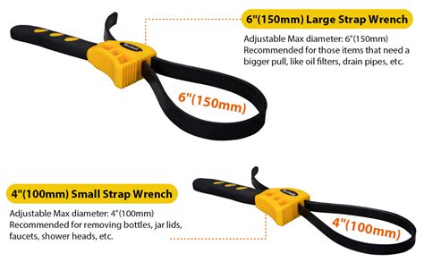 Toolwiz Rubber Strap Wrench Upgrade 2pcs 500mm And 600 Mm Adjustable