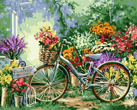 Check spelling or type a new query. Bicycle Flowers Kits - Flowers Paint By Number - Numeral Paint