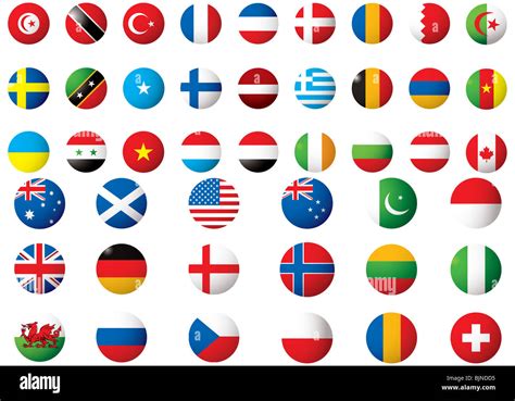 Banderas Circulares Del Mundo Sobre Un Fondo Blanco Fotografía De Stock