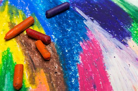 Photo Of Colorful Drawing And Oil Pastels Crayons Texture For