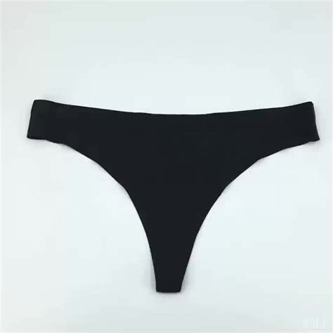 Custom Cute Print Black Seamless Soft Thong Underwear Sexy Women