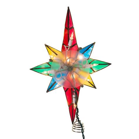 Kurt Adler 10 Light Multicolored Capiz Bethlehem Star Treetop With Gem
