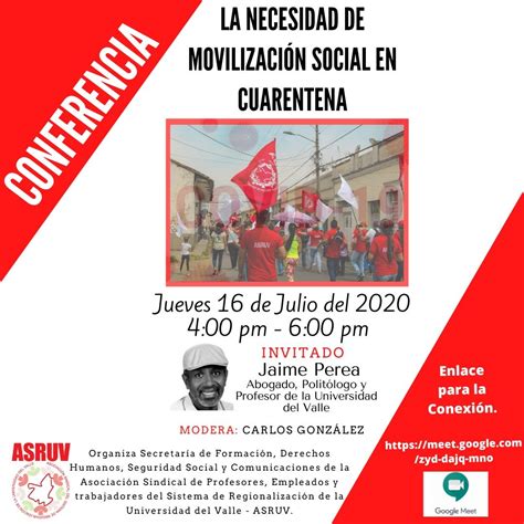Asruv Invitación Conferencia La Necesidad De La Movilización Social