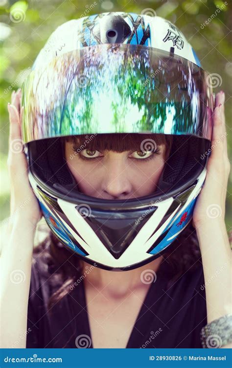 The Girl In The Motorcycle Helmet Royalty Free Stock Image Image