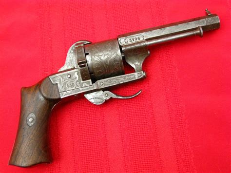 C Lefaucheux 7mm Pinfire Highly Engraved Fine Antique French Da