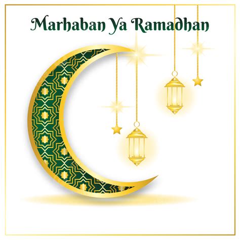 Hình ảnh Marhaban Ya Ramadhan Với Trang Trí đèn Lồng Và Trăng Lưỡi Liềm