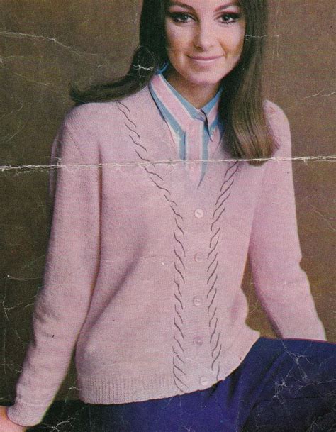 Vintage Knitting Pattern Instructions To Make A Ladies Cardigan 34 44