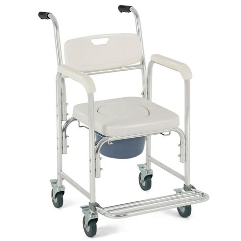 Costway Medical Commode Wheelchair Bedside Toilet Seat Bathroom Shower