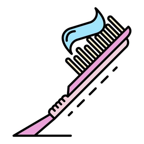 Premium Vector Toothpaste Toothbrush Icon Outline Toothpaste Toothbrush Vector Icon Color Flat
