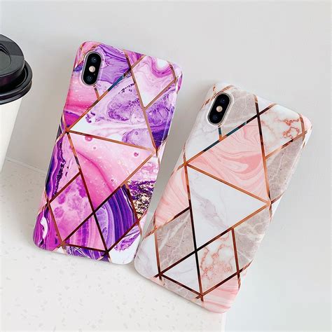 Free Shipping Geometric Marble Texture Phone Cases For Iphone Xr Xs Max