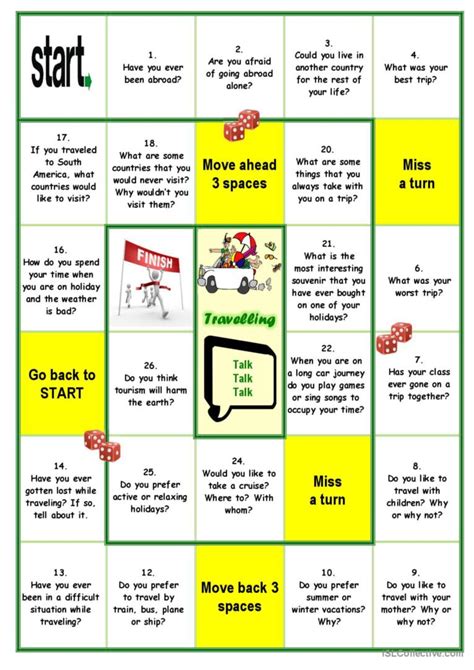 Travelling Board Game Board Game English Esl Worksheets Pdf And Doc