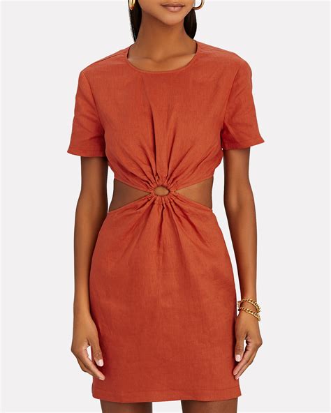 Staud Epona Cut Out Linen Mini Dress Intermix®