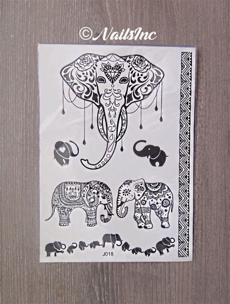 temporary henna elephant tattoo temporary tattoo by nailsinc henna elephant tattoos