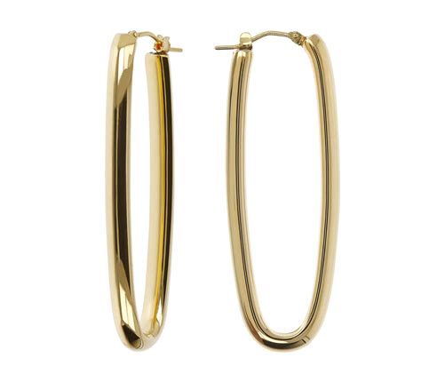 Oro Nuovo Elongated Oval Hoop Earrings 14k Gold Over Resin