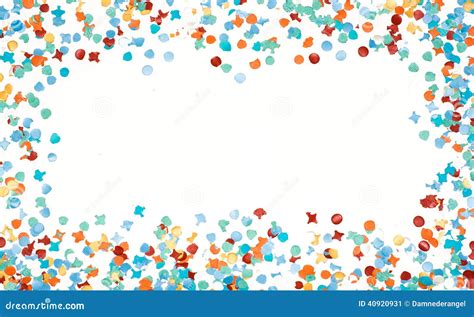 Party Frame Colorful Confetti Isolated White Stock Image Image Of