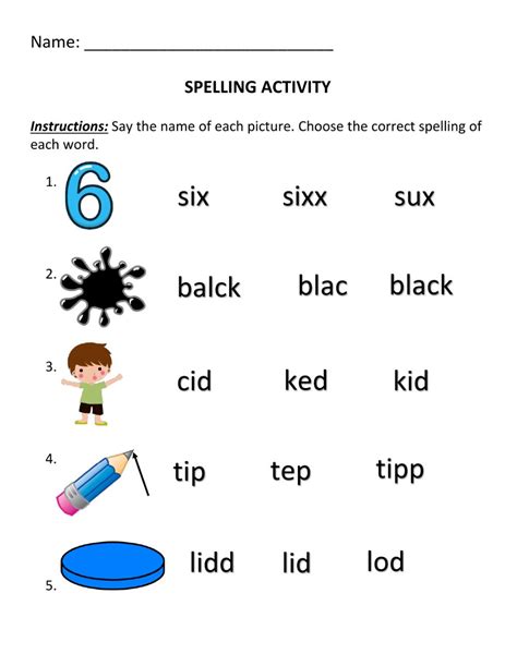 Practice Spelling Activity Worksheet Printable