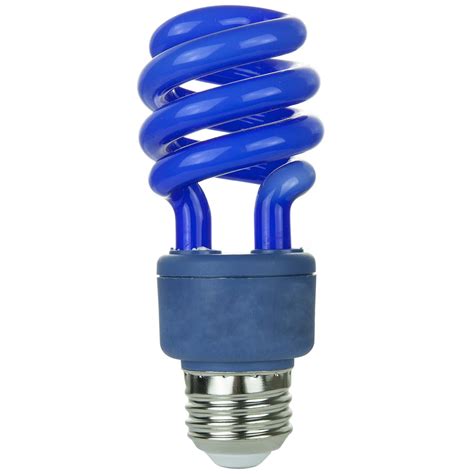 Sunlite 13w T3 E26 Medium Base Blue Spiral Light Bulbs Bulbamerica