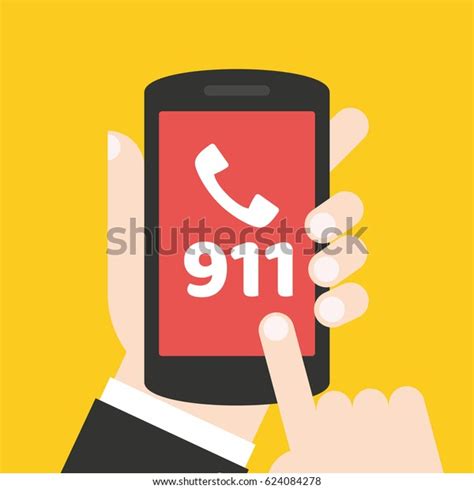 Call 911 Emergency Call Hand Holding Stock Vector Royalty Free