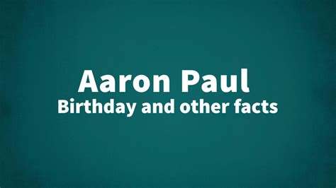 Aaron Paul List Of National Days
