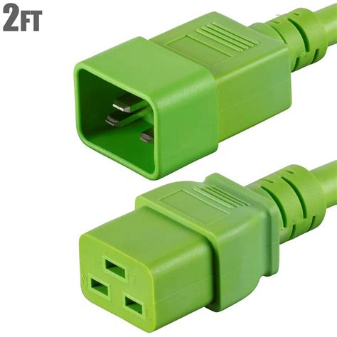Ft Power Cable Extension Cord Iec C Male To C Female Awg A Green Walmart Com