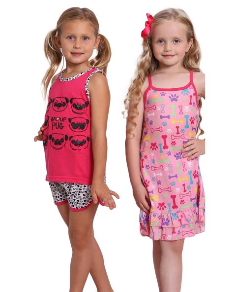 Komar Kids Girls Three Piece Pajama Set Sleepwear And Nightgown Pink