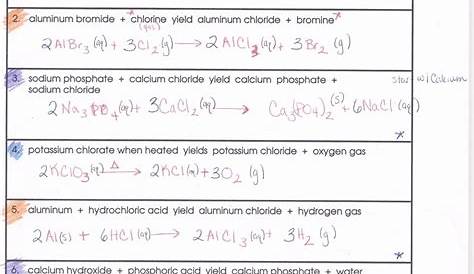50 Chemical Reactions Worksheet Answers