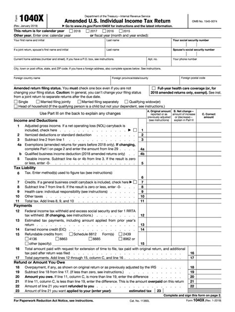2019 Form Irs 1040 X Fill Online Printable Fillable Blank Pdffiller