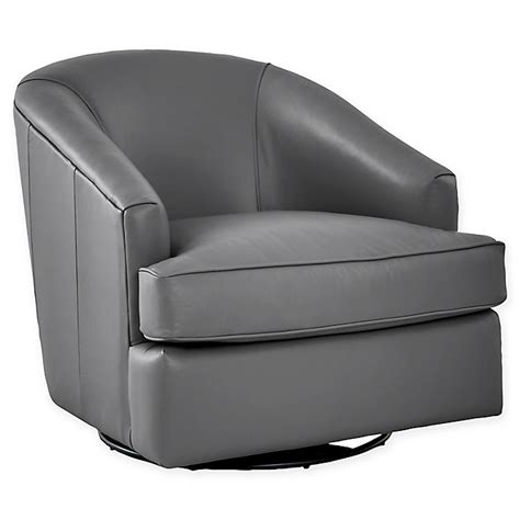 Cupa saddle leather swivel base chair. Lamar Leather Swivel Gliding Barrel Chair | Bed Bath & Beyond