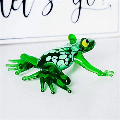Glass Frog Figurine Handmade Hand Blown Art Glass