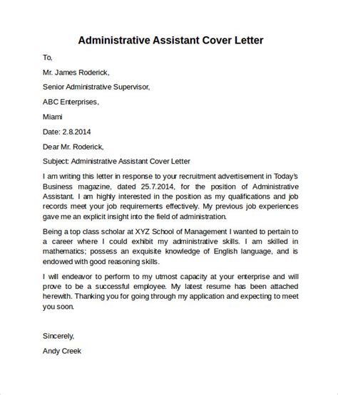 10 Administrative Assistant Cover Letters Samples