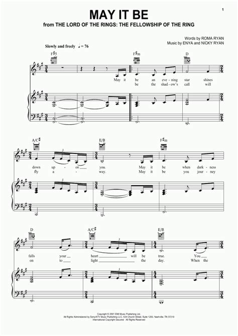 May It Be Piano Sheet Music Onlinepianist