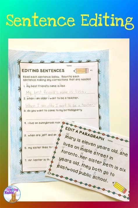 This Sentence Editing Resource For Second Grade Has Posters Worksheets