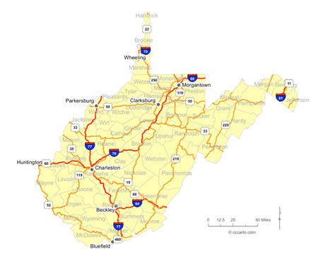 Map Of West Virginia Cities West Virginia Interstates