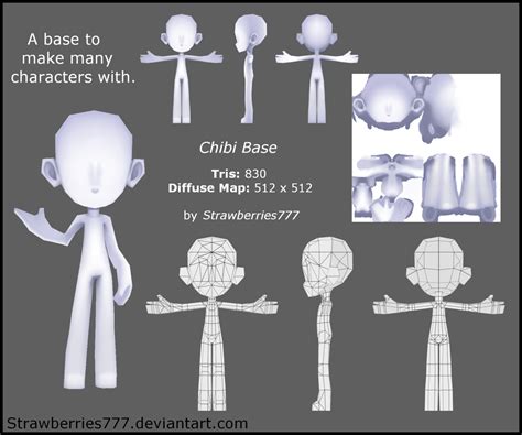 3d Chibi Base By Crysenley Low Poly Character 3d Model Character
