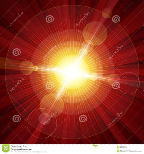 Red Color Burst Of Light With Lens Flare Stock Photo Image 33455260