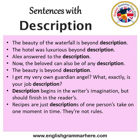 Sentences With Description Description In A Sentence In English