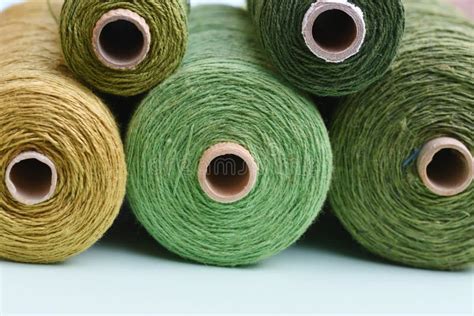 Closeup Of Round And Green Threads On Each Other Stock Image Image Of