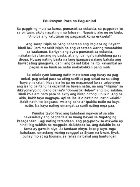 Talumpati Tungkol Sa Pagmamahal Ng Isang Magulang Youtube  Mobile Legends