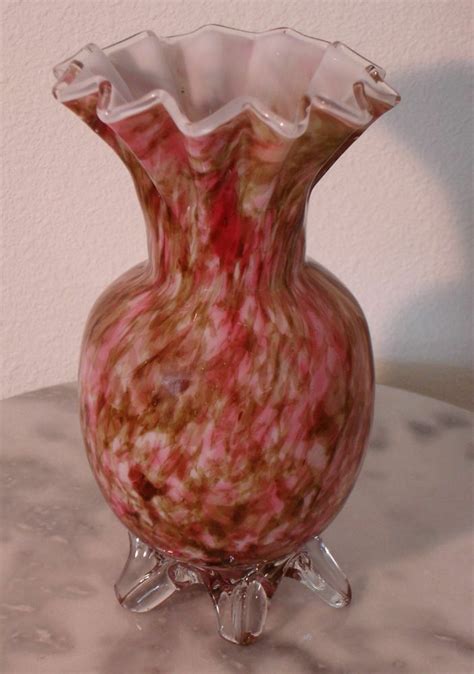 Victorian End Of Day Blended Polychrome Spatter Art Glass Vase Glass