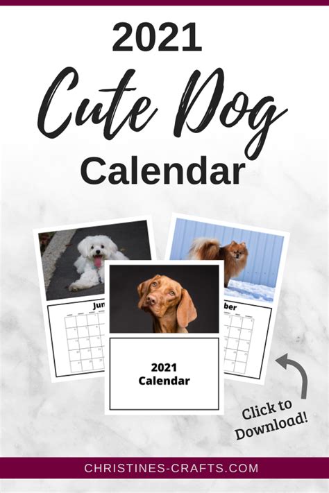 2021 Printable Dog Photographs Calendar Instant Download Pdf Etsy In
