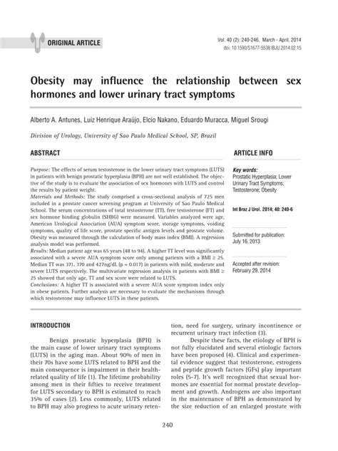 Pdf Obesity May Influence The Relationship Between Sex Hormones And