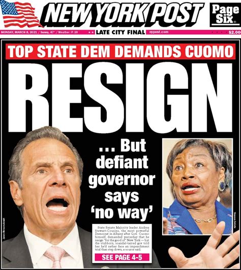 Ny Post Cover For March 8 2021 New York Post