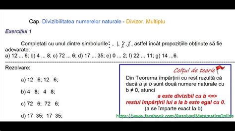 Clasa A Vi A Cap Divizibilitatea Numerelor Naturale Divizor