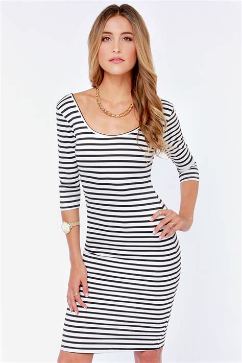 Sexy Striped Dress Black And White Dress Bodycon Dress 3400 Lulus
