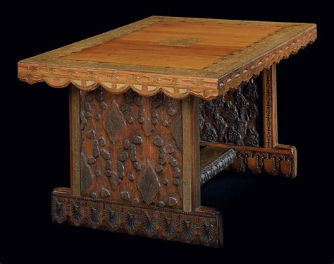 Louis Comfort Tiffany 1848 1933 An Important Brass Inlaid Cherry Center Table Circa 1881