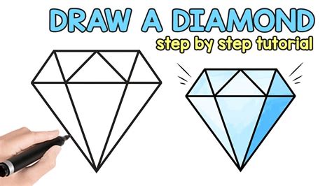 How To Draw A Diamond Step By Step Drawing Tutorial Youtube