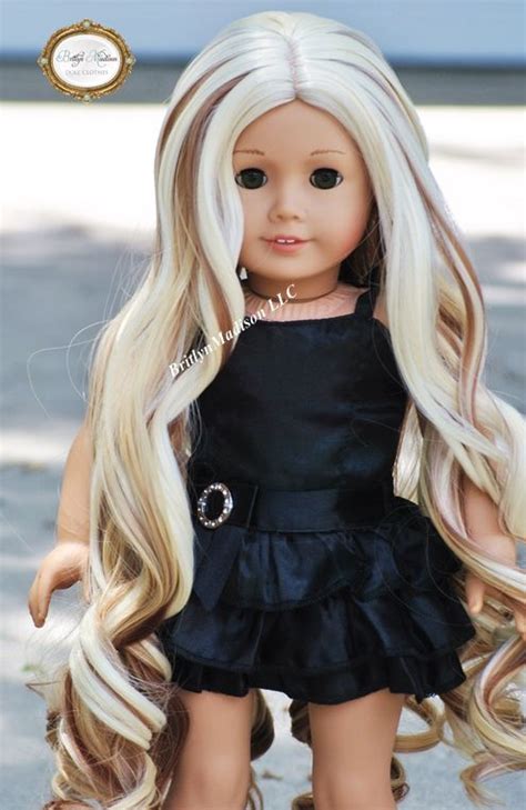 Long Blonde Brown Low Lights Premium Heat Safe Exclusive Designed 18 Inch Doll Wigs For American