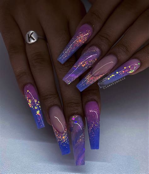 Fairy Pink And Purple Nails By Clawsbymenis Using Glitterbels Acrylics Marble Nails Purple