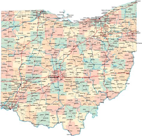Подробные карты Огайо Детальные печатные карты Огайо высокого