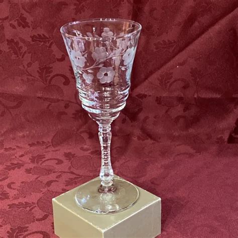 Vintage Libbey Rock Sharpe Crystal Wine Water Goblet Etched Floral Design 7 99 Picclick